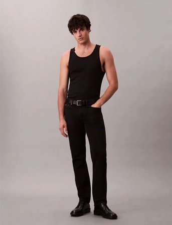 Calvin Klein Slim Straight Jaguar Black Jean - Black - 36 x 32