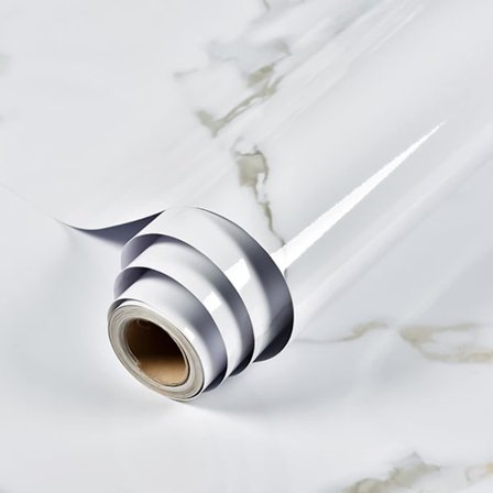 Selvklebende marmorfolie for møbler, 40 x 500 cm Marmortapet Selvklebende film Grå Hvit Klebepapir