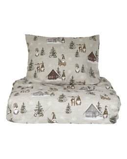 Pussilakanasetti Harald painetulla joulupukkikuviolla 2-osainen Ruskea