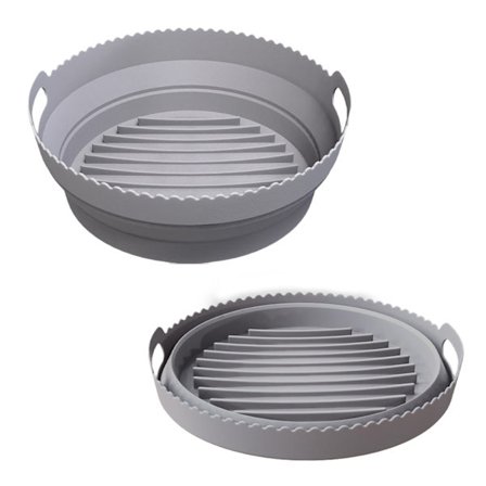 Airfryer Silikone Bageform, Rund, Multifunktionel, Grå Foldbar