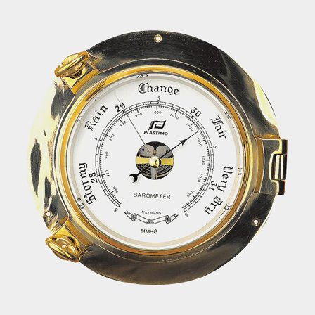 Barometer Plastimo Porthole 6", Ø150/220 mm, gold-plated brass