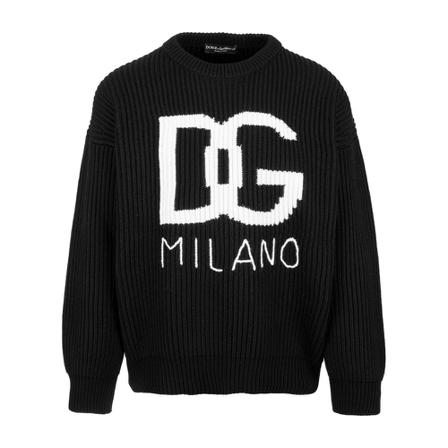 Dolce & Gabbana Round-neck Strik Sort, Herre Strik, Størrelse: M