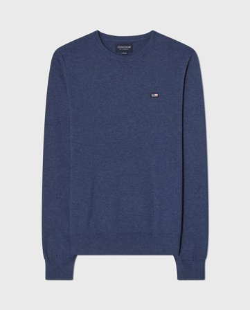 Lexington Brayden Rundhalspullover aus Baumwolle, Blau Meliert