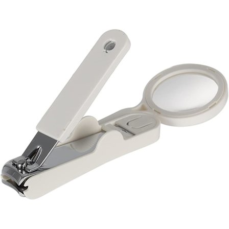 Ekstra store neglklippere i rustfritt stål med forstørrelsesglass