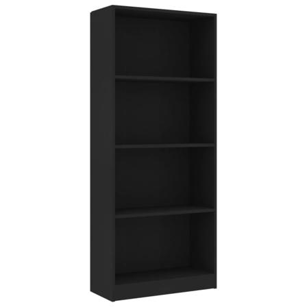 Vidaxl Bokhylla 4 Hyllor Svart 60x24x142 Cm Konstruerat Trä Svart