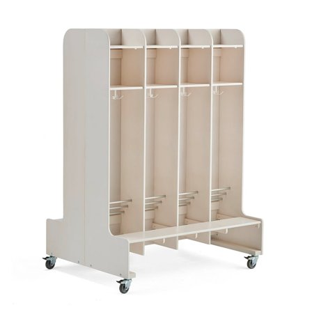 Cloakroom unit EBBA, double sided, mobile, 8 sections, white