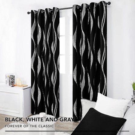 2024, sett med 2 gardiner Sølv Anti Varme Kald Stue Interiør Gardin Linje Mønster Soverom Therm