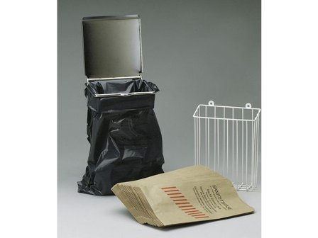 HYKAB Sanitetspåse hållare med lock - Lyreco - Städ och hygien - Påsar och säckar - Sanitetspåsar och hållare