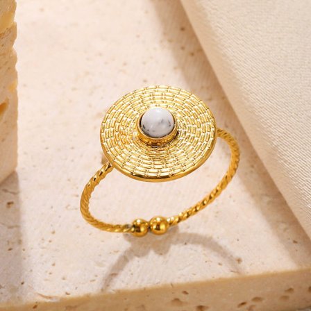 Grön Opal Guld Färg Solrosringar För Kvinnor Tjej Rostfritt Stål Justerbara Fingerringar Smycken Festpresenter anillos mujer