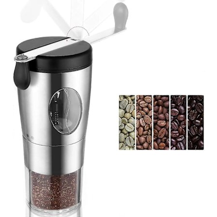 Bärbar Kaffekvarn med Justerbar Keramisk Malningsgrad - Stålvevskvarn, 5 Justerbara Nivåer