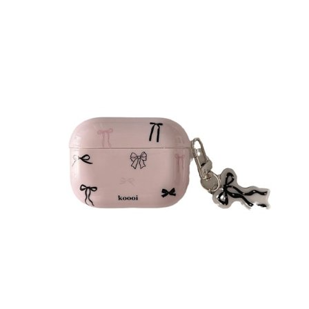 Sød Pink Sløjfe Etui til Airpods 4 med Nøglering, Kawaii Trendy Sort Sløjfe Æstetisk Retro Chic Design Beskyttende Pige Dame Cover til Airpod 4. Gen