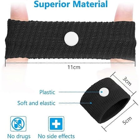 Anti-svimmelhetsarmbånd, 2 par svarte + grå anti-svimmelhetsarmbånd, anti-kvalmearmbånd, egnet for barn, voksne, ferie og reise