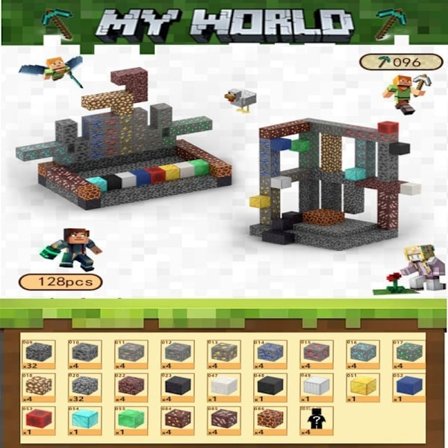Minecraft byggklossar, inklusive 128 sexsidiga magnetiska leksaker med 4 figurer, Gem Shop Gem Shop