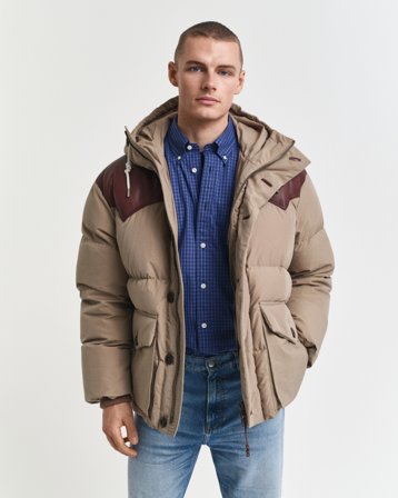GANT Herren Baumwoll Parka mit Gänsedaunenfüllung (L) Beige