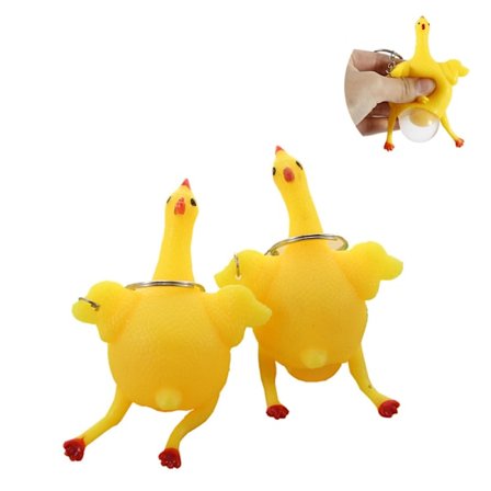 1 stk. Spøkefugl-leker Stressavlastning Nyhet Morsom Klemme Tricky Gadgets Nøkkelring Kylling Egg Leggende Høner Søte Halloween-gaver