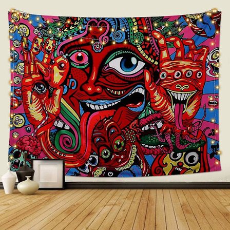 Hippie väggbonad abstrakt retro mönster gobelänger för sovrum