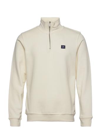 Basic Organic 1/2 Zip Sweat Sweatshirt Trøje Creme Clean Cut Copenhagen