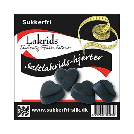 Naturslik Lakridshjerter salt- sukkerfri 80 g, Helse & Madvarer, Snacks, Lakrids & Vingummi