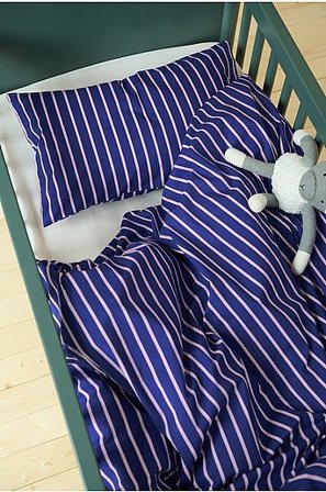 Jotex - Mini Påslakanset Spjälsäng Ekologisk Koboltblå/rosa SIMA - Köp Barnpåslakan & örngott hos Jotex