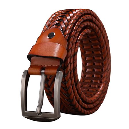 Flettet skinnbelte for menn, herrebelter for jeans 1 3/8", herre