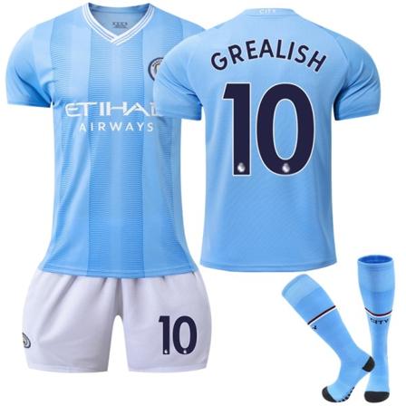 23-24 Manchester City Hjemme Barn Fotballdrakt K 10(GREALISH)-WELLNGS 10(GREALISH) 10-11 Years