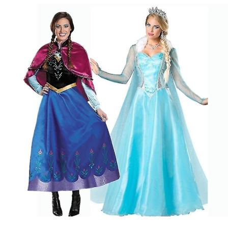 Vuxen Prinsessan Anna Elsa Kostym Jul Cosplay Fancy Dress Outfit-Xin Anna M