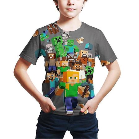 Minecraft-spill trykt T-skjorte med korte ermer for barn B