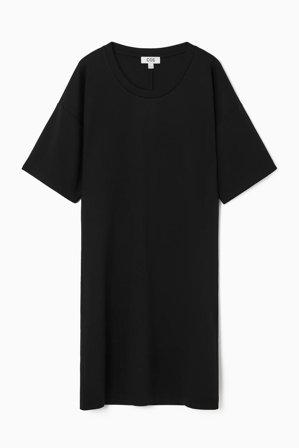 COS Damen Drapiertes T-Shirt-Kleid In Minilänge - Schwarz