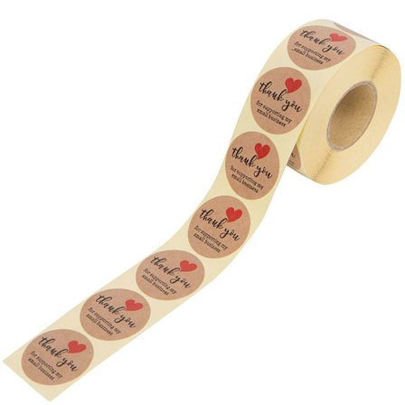 1'' Kiitos Tarrat, 500 KPL Rulla Pienyritysten Rakkaus Kraft P