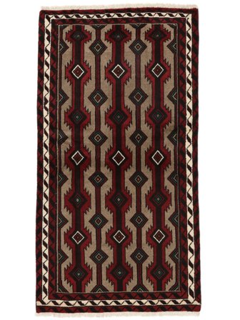 Baluch Rug Hand Knotted 102X185 Black/Brown Persia
