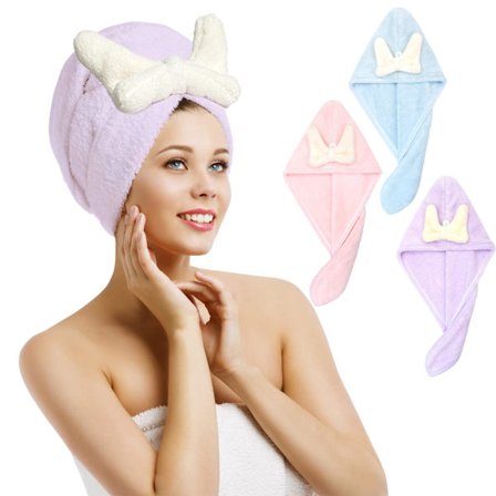 Mikrofiberhårhandduk, 3-pack hårhandduksomslag för långt hår