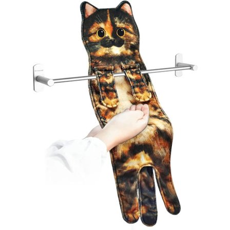 Katteformet absorberende håndklæde (Floral Cat), søde kæledyrshåndklæder, køkken