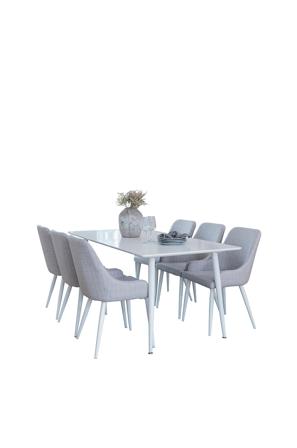 Venture Home - Spisegruppe Polar med 6 spisestoler Plaza - Hvit - Spisegrupper - Fra Homeroom
