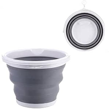 10 liters sammenleggbar silikonrengjøringsbøtte for camping, fiske og matlaging - Grå rengjøringsbøtte