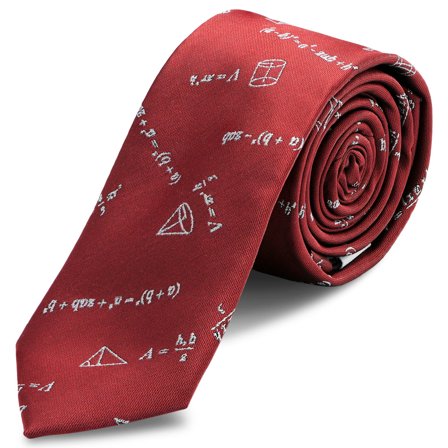 Burgunder slankt slips med matteoppgaver for menn - Smale slips