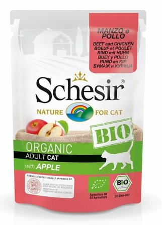 Schesir Organic Bio Paté Al Manzo Con Pollo E Mela Per Gatti