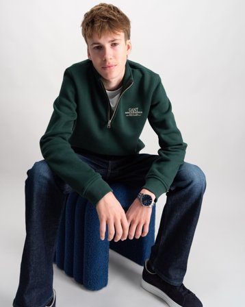 GANT GRAPHIC HALF ZIP SWEAT Grün Pullover Jungen - Kids Brand Store