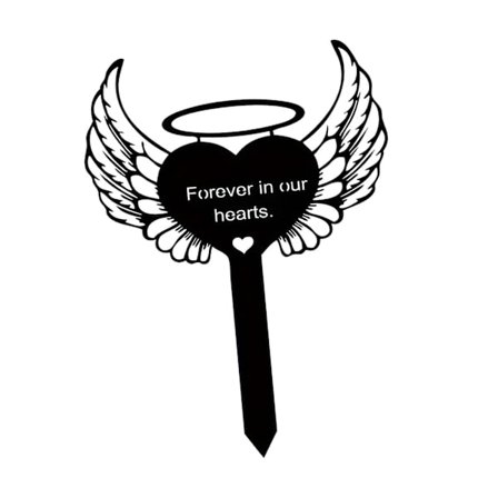 Mindesmærke Grav Kirkegård Dekoration For evigt i vores hjerter til kirkegård(27cmx20cm,Sort)