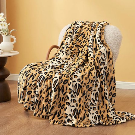 152 cm * 203 cm Leopard Print Fuzzy Tæppe til Seng & Sofa - Tykke Bløde Varme Fleece Tæpper til Værelsesindretning, til Børn, Kvinder