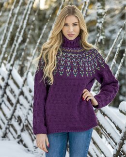 Strikkeopskrift Damesweater med rundt bærestykke - Järbo