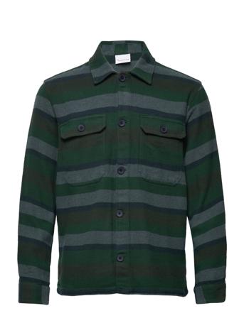Heavy Flannel Striped Overshirt - G Patterned Knowledge Cotton Apparel