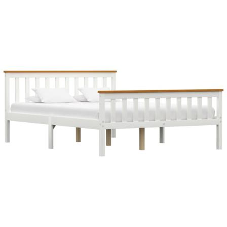 Vidaxl Sängram Med 2 Lådor Vit Massiv Furu 140x200 Cm Vit