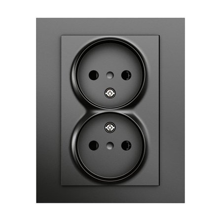 Elko Plus Stikkontakt 2-veis, svart Ujordet, Strømbrytere & vegguttak