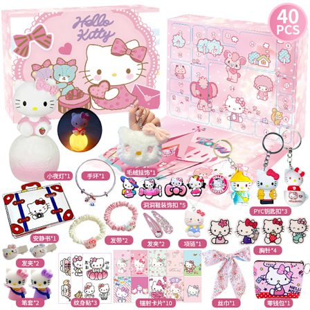 Jule Blind Box Sæt DIY Afstressning og Udluftning Afstressning Legetøj 24-Dages Nedtælling Gaveæske Hello Kitty