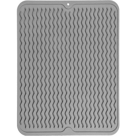 Silikone opvaskemåtte, afløbsmåtte til køkkenbord, varmebestandig måtte, let at rengøre afløbsmåtte, skridsikker opvaskemåtte Grå