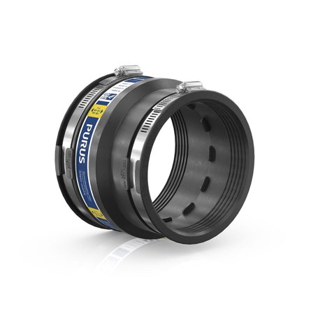 Purus Flexi 3032534 Gumminippel svart, med slangklämmor, Inomhusavlopp