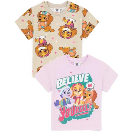 Paw Patrol Girls Believe In Yourself T-Shirt (2-pack) 2-3 år Pastel Purple/Brown 2-3 Years