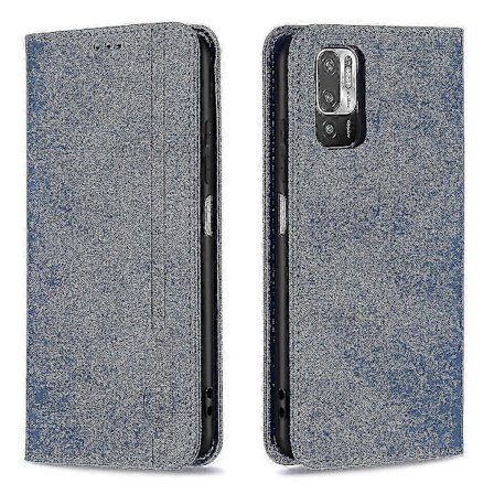Xiaomi Poco M3 Pro Plånboksfodral Magnetisk Stängning Vikbart Skyddande Stöldskyddsborstfodral - Blå