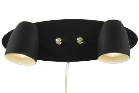 Aneta Lighting SANDNES vegglampe 2-lys, svart, 2 x GU10, Rek ljuskälla Osram EAN 4058075608337