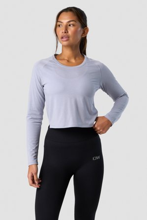 Stride Cropped Long Sleeve Wmn Light Blue